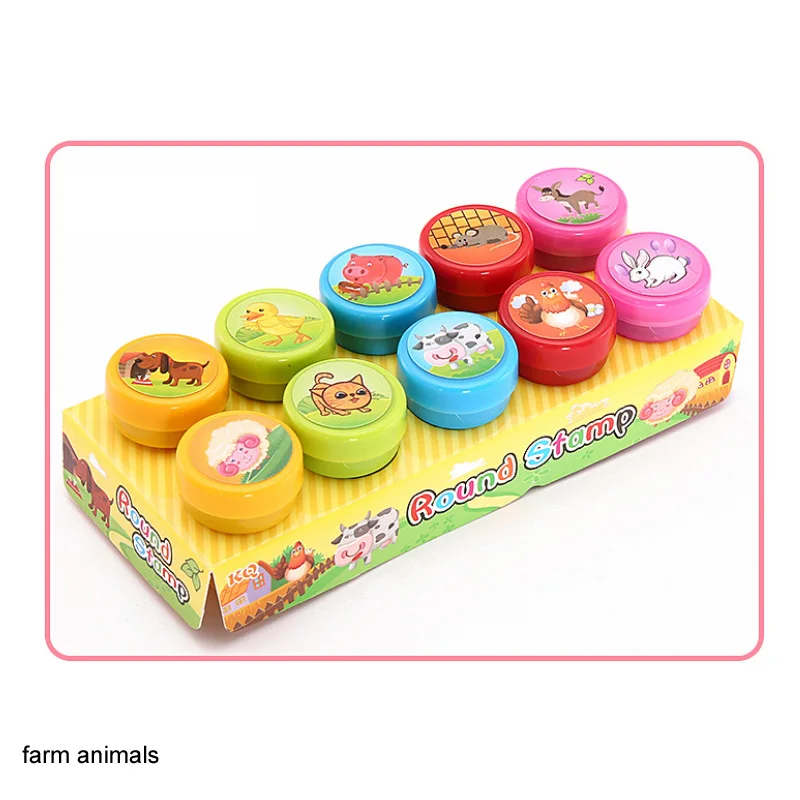 farm animals 10 шт. мультфильм резиновый штамп детский скрапбук милое украшение в виде панды DIY скрапбук штамп детский штамп награда игрушка - Цвет: farm animals
