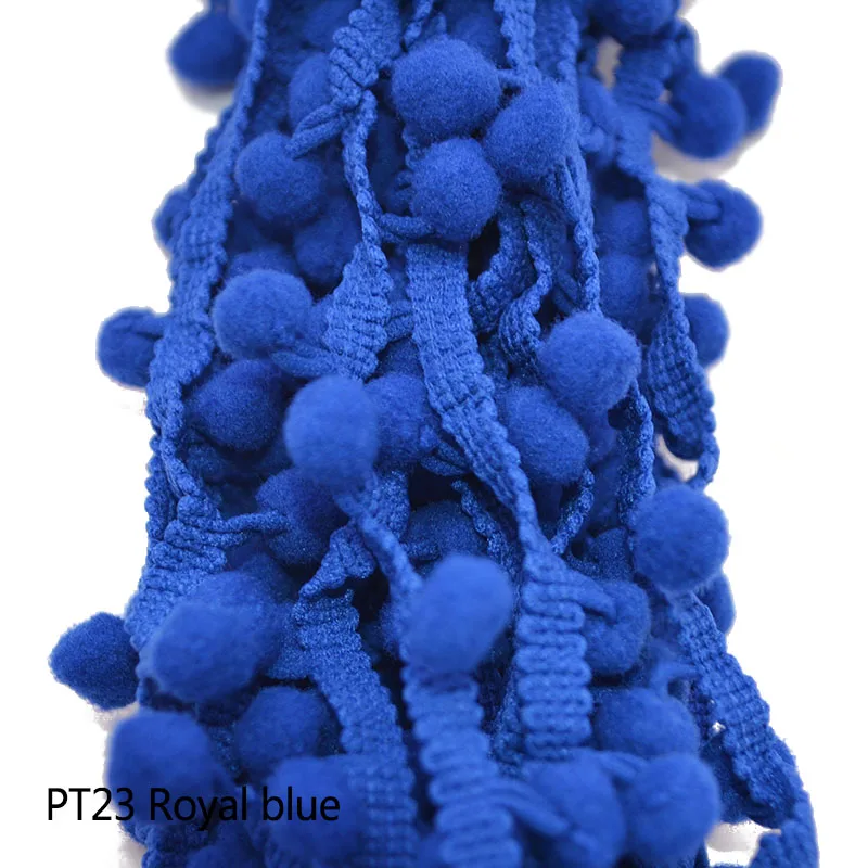 royal blue 5 ярдов мятно-зеленый помпон отделка шар 10 мм помпон бахрома ленточный пошив кружева ручной работы ремесло аксессуары для дома Свадебные украшения - Цвет: royal blue