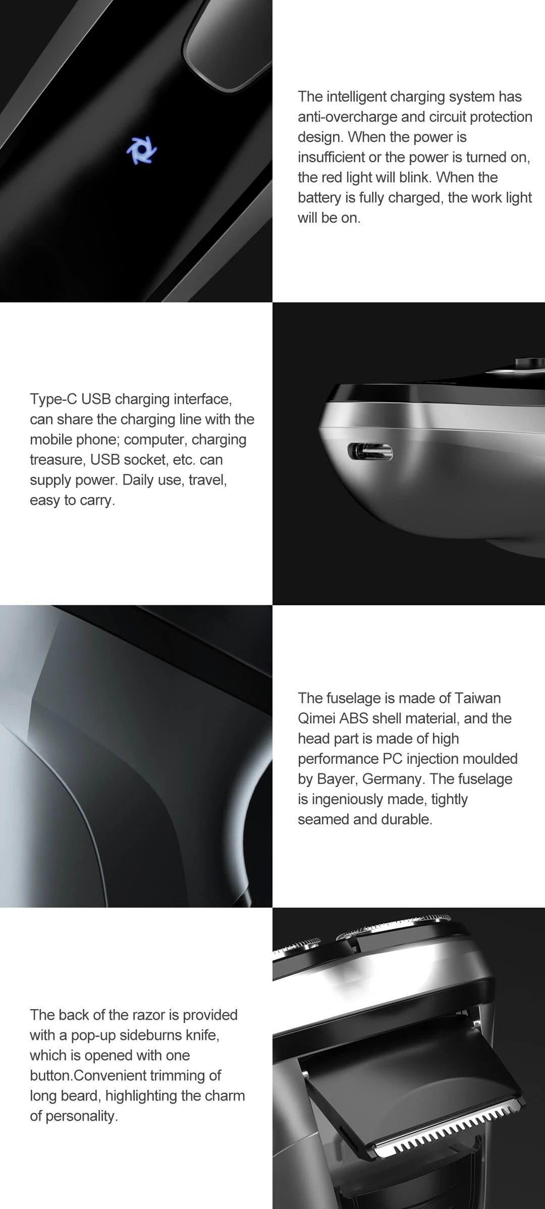 Xiaomi Новинка Enchen BlackStone 3D электробритва Мужская моющаяся перезаряжаемая машинка для бритья бороды type-C