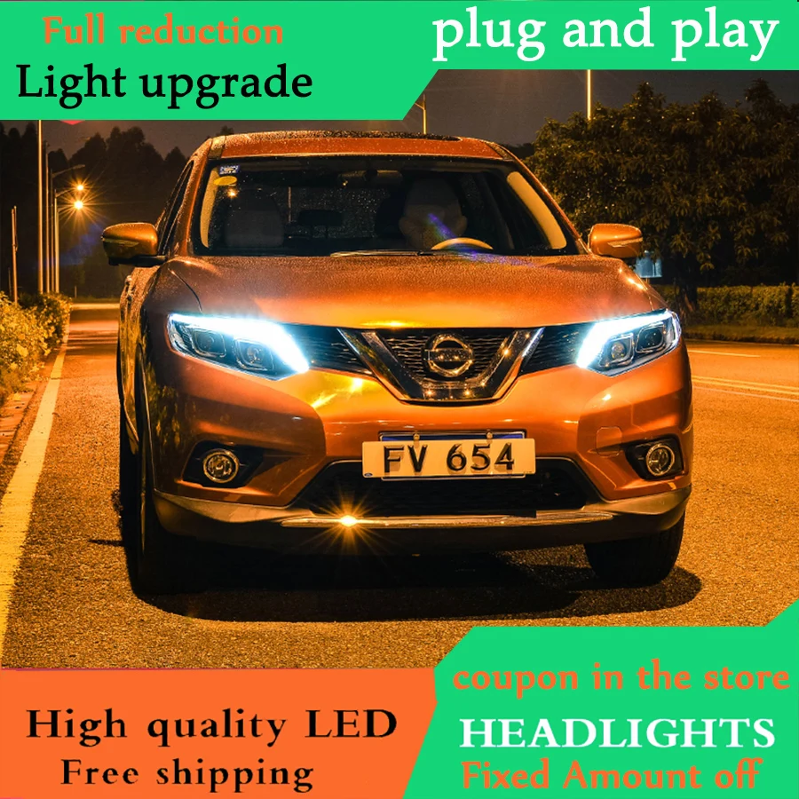 Автомобильный Стайлинг для фар Nissan Rouge 2014-2017 X-trail LED Сигнал фары СИД DRL Bi Xenon
