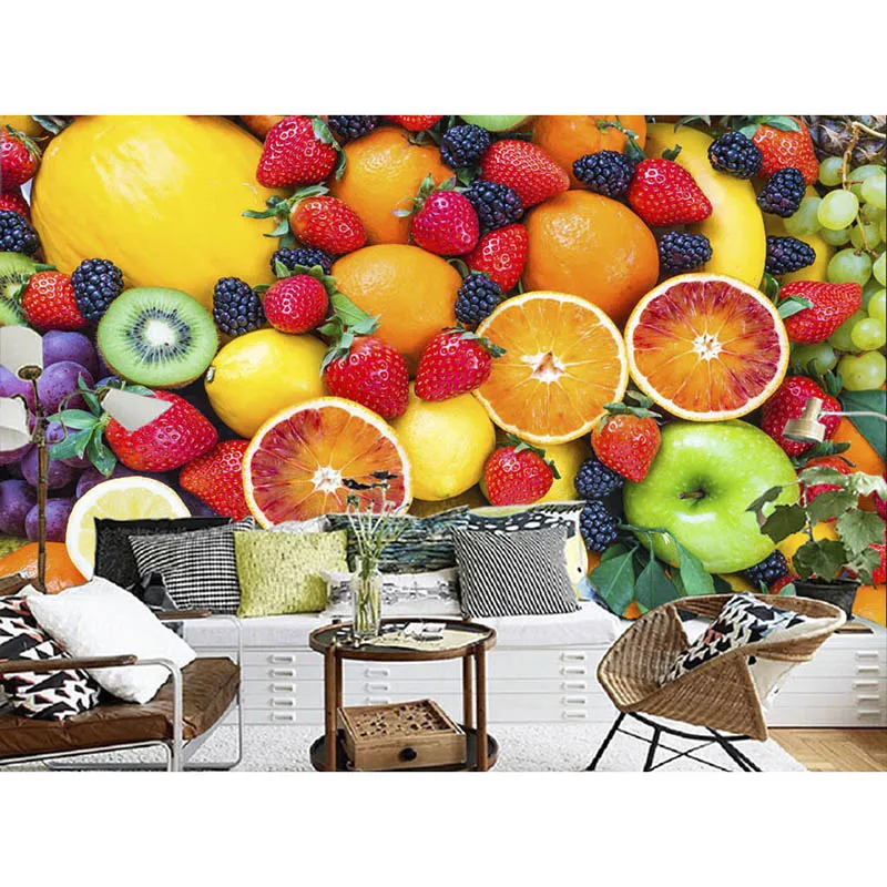 Custom 3D printing Waterproof wallpapers Beautiful Fresh Fruit background living room mural home Decor 2016 papel de parede#364 | Дом и сад