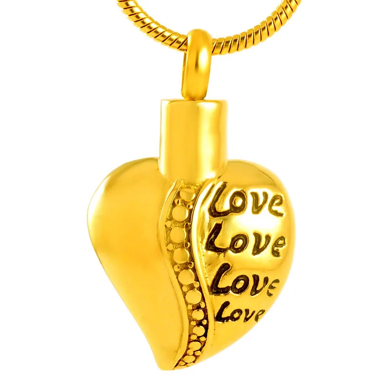 

IJD9196 Love Heart Memorial Urn Keepsake Jewelry Hold Loved Ones Ashes Stainless Steel Cremation Locket Necklace For Human