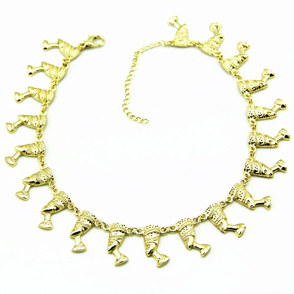 Модное ожерелье чокер золотого цвета с изображением египетской королевы