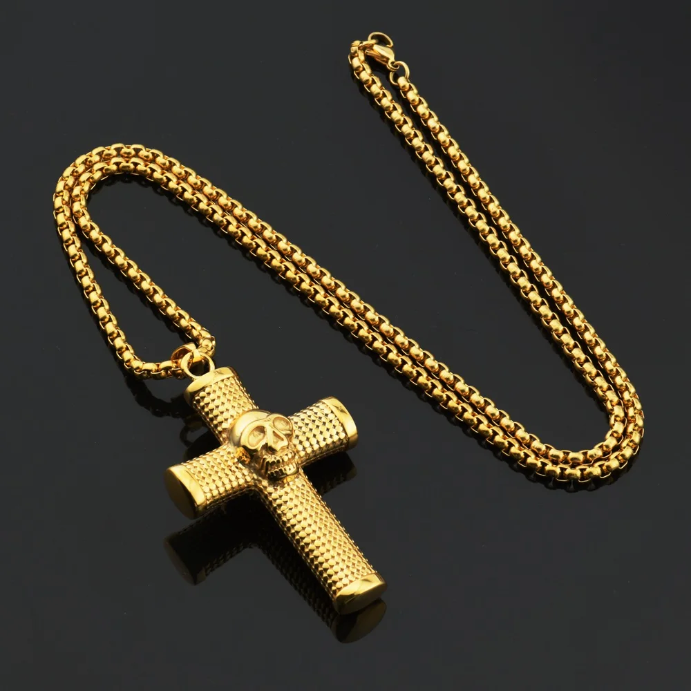 MCSAYS Хип-хоп изделия череп головы крест кулон цепи коробки Кристиан Цепочки и