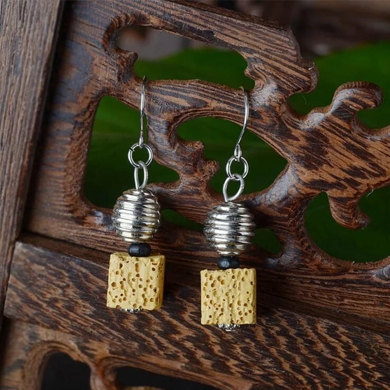 Геометрическая вулканическая каменная капля серьги диффузор эфирного масла