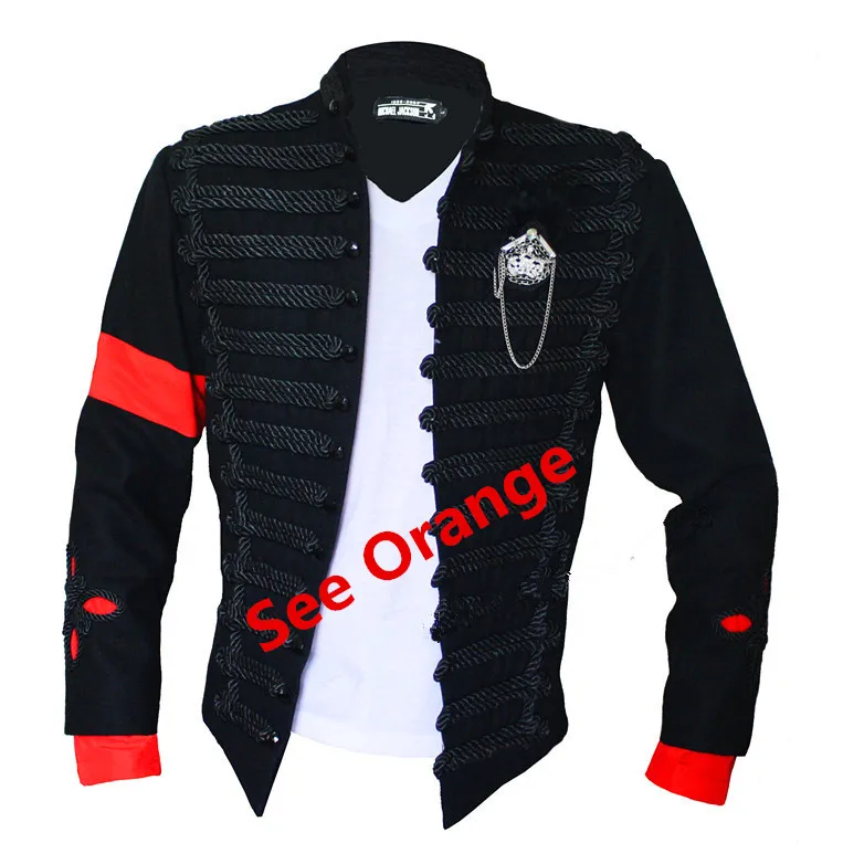 

2018 Black Jacket Pants Sets Men Michael Jackson High Quality Performance Punk Military Army Eagle Perfomance Suits