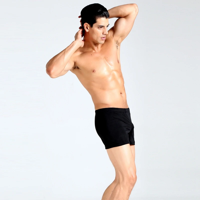 Мужские однотонные эластичные плавки с круглой талией купальные брюки | Спорт и
