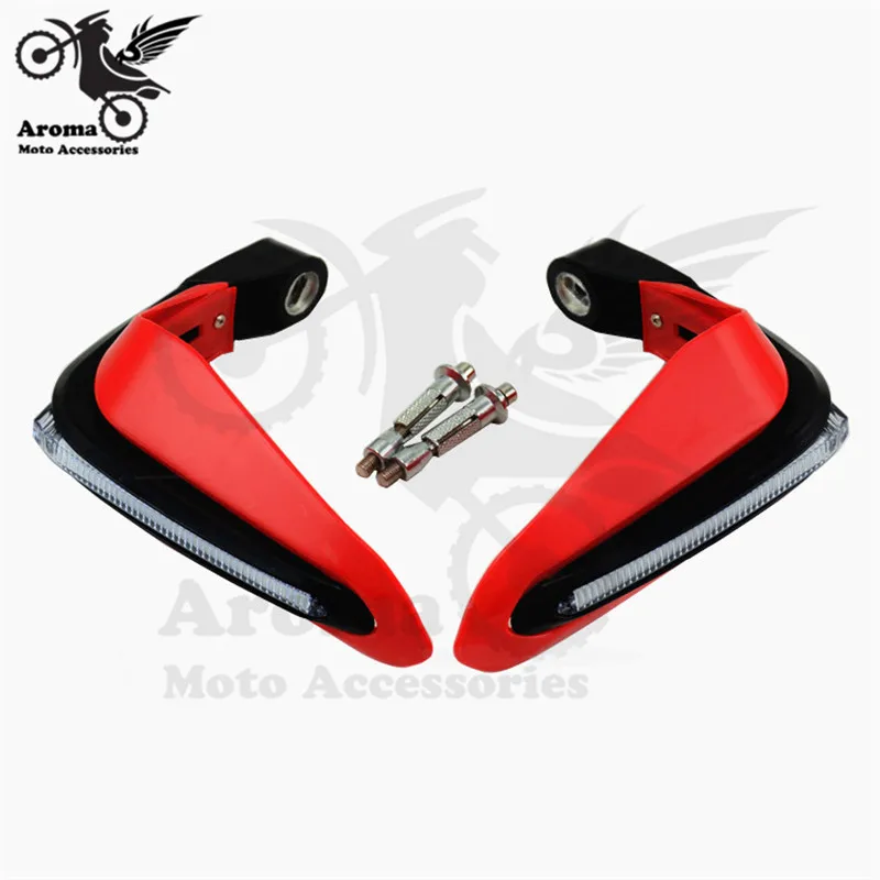 Красный Moto rbike защита руля конец белый светильник ing части moto крест защита от падения для рук гоночный мото rcycle handguard с Runing светильник светодиодный moto ручной guard для honda suzuki yamaha KTM handguards dirt pit bike ручной shi светодиодный - Цвет: Красный