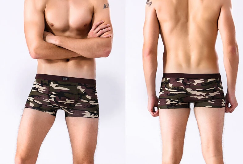 Бесплатная доставка мужские сексуальные камуфляжные боксеры с принтом