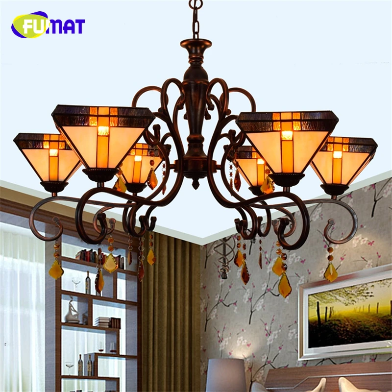 Креативные винтажные подвесные светильники FUMAT Tiffany для гостиной хрустальные