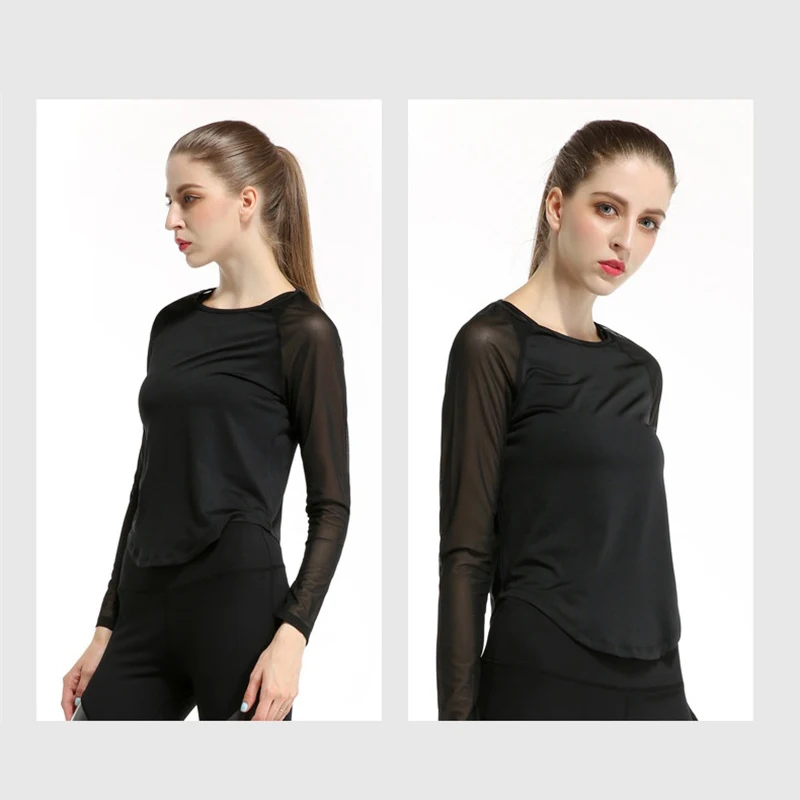 Воскресенье Роза бренда женские Рубашки йоги спорт с длинным рукавом Бег Фитнес