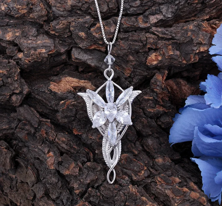Серебряное ожерелье чокер Властелин лотра Arwen Evenstar хрустальное ожерелье с подвеской Женская цепочка винтажное ювелирное изделие в виде Хоббита Ketting