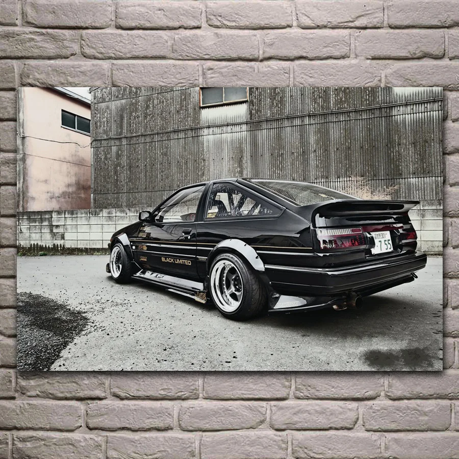 

Cool Custom Ae86 japan tuning sports car jdm motor fabric posters on the wall picture home art living room decoration KC220