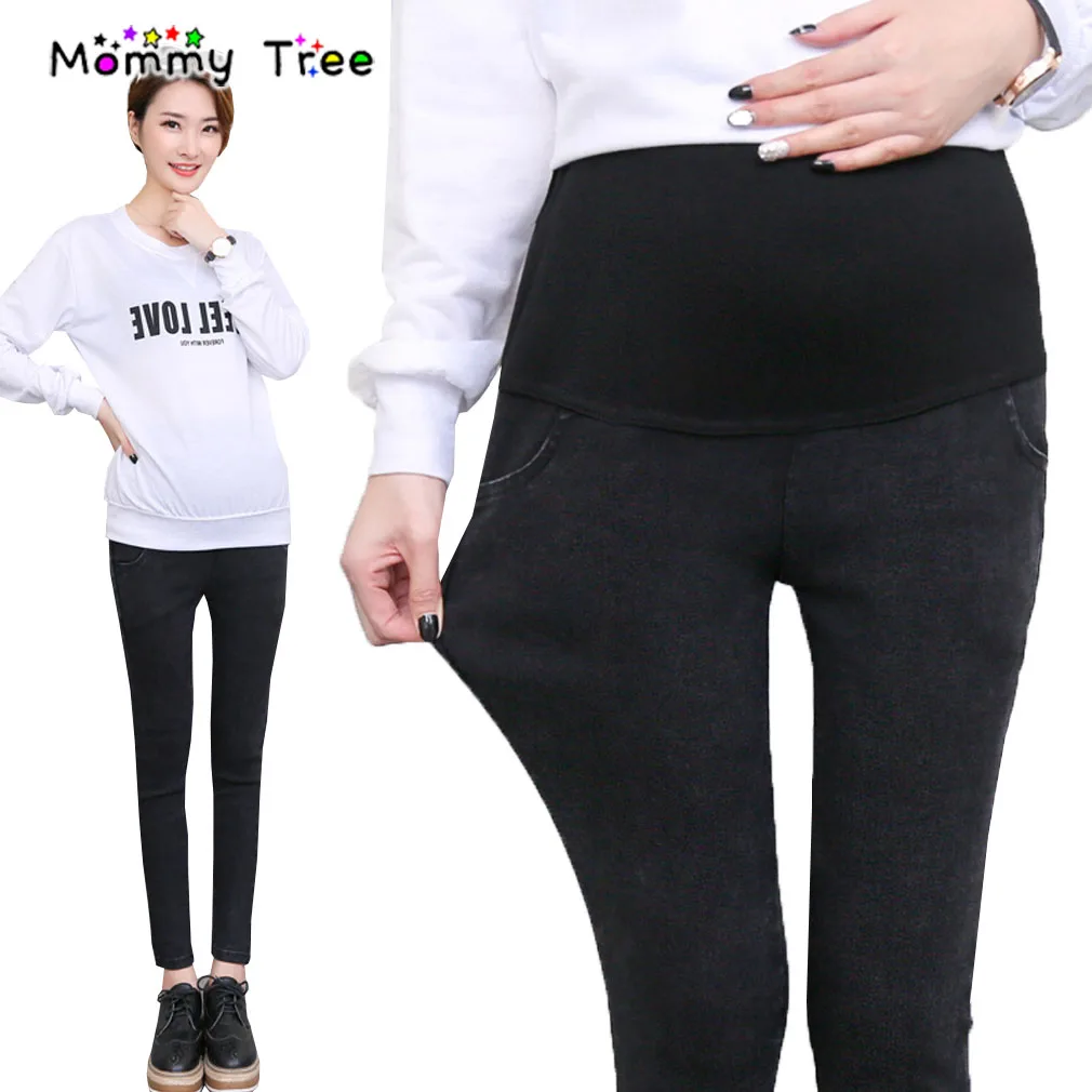 Модные вымытые черные и темно-синие джинсы для беременных женщин плюс размер
