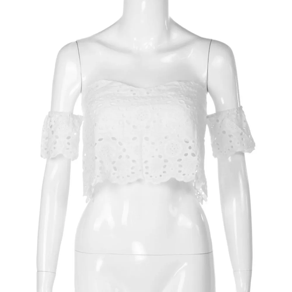 SAGACE женские модные летние кружевные топы с открытыми плечами блузы футболки