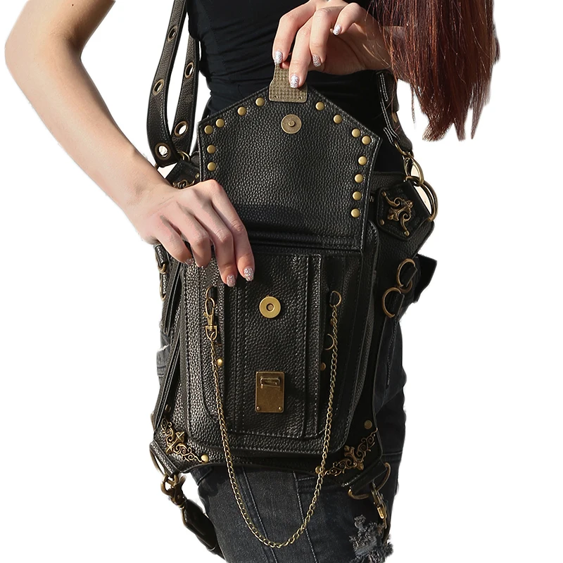 Norbinus Women Steampunk Waist Leg Bag Gothic Woman Thigh Belt Punk Rock Crossbody Bags for Men Motorcycle Shoulder | Багаж и сумки