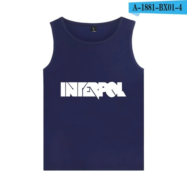 navy blue Интерпол международная полиция Фитнес Майка мужская мода бодибилдинг Повседневная безрукавная футболка топы размера плюс Летний жилет - Цвет: navy blue