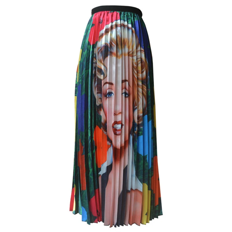 Женская длинная юбка с принтом Neophil Marilyn Monroe Осенняя плиссированная Макси-юбка