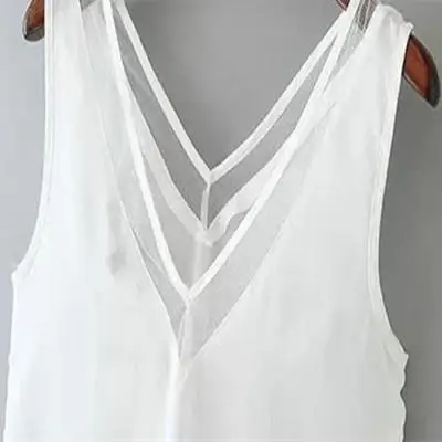 Майка женская шифоновая повседневный пикантный Топ без рукавов черный/белый