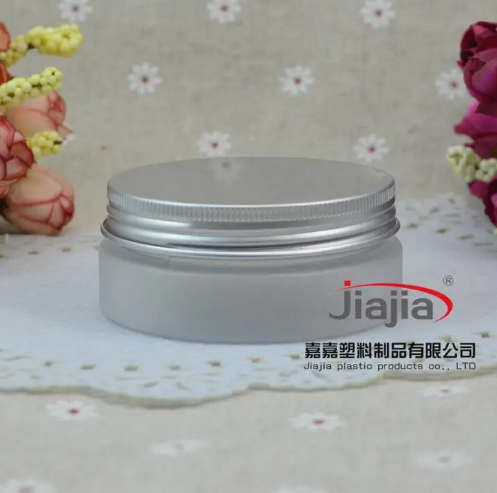 Free shipping;50 grams clear frosted PET Jar,50g clear frosted Cream Cans with silver Aluminum Cap, Cream Jar Cosmetic Packaging