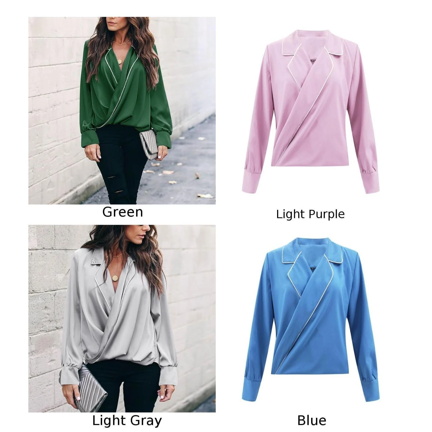 2019 Женские топы с длинным рукавом v-образным вырезом Блузка офисная летняя плюс