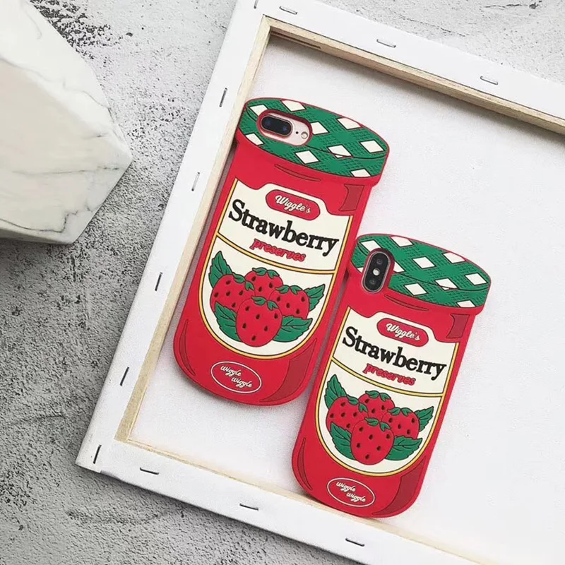 Милый чехол Starwberry для iPhone 7 7 Plus 8 5S SE 6 6s Plus X XR XS Max, мягкий силиконовый чехол для телефона с надписью Love Bottle jam Wigglee