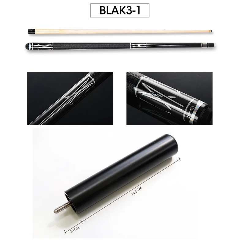 BLAK31 with Black Новое поступление BLAK Бильярд Пул Cues Stick 13 мм 11,5 мм 9,5 мм с расширением черный/серебристый цвета Китай - Цвет: BLAK31 with Black