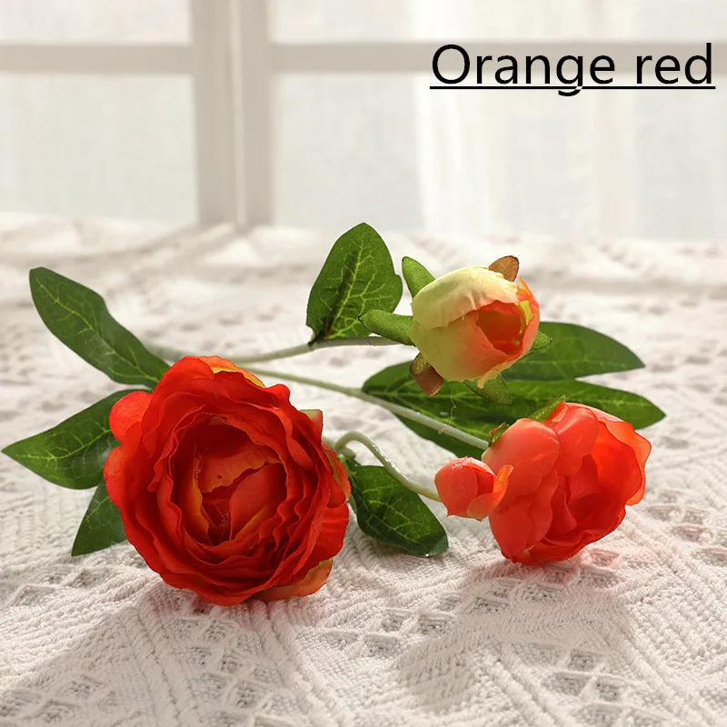 Orange red Европейский искусственный цветок, 4 головки, пион, домашний стол, офисные, вечерние, Рождественский Декор, свадебный букет, шелковые розы, пионы - Цвет: Orange red