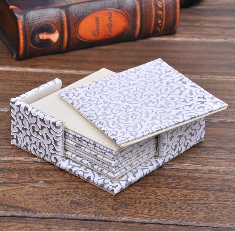 4 ''квадратная искусственная кожа leateher кофейная подставка для чайной чашки подставка под кружку тарелка бумажная Кружевная салфетка золото над белым 2141A