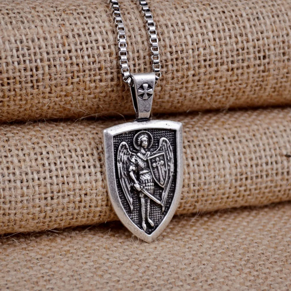 Мужское ожерелье с подвеской Archangel St. Michael Protect Me Saint Shield|pendant necklace|men necklacenecklace men |