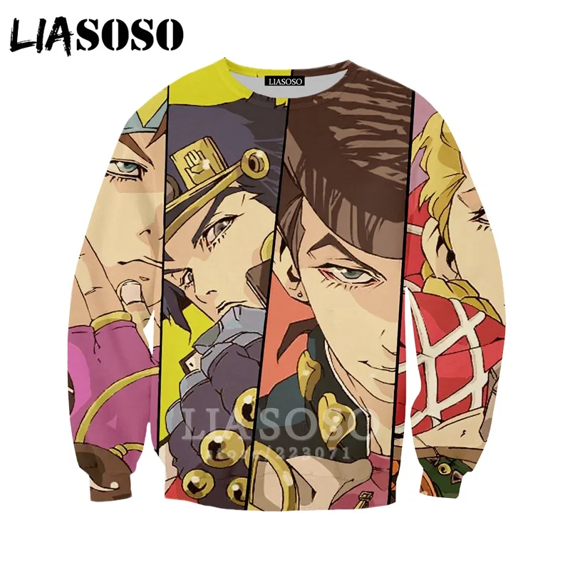 7 LIASOSO Осень для мужчин женщин Kujo Jotaro толстовки 3D принт аниме JoJo Необычные Приключения толстовка хип хоп Топ пуловер B051-04 - Цвет: 7
