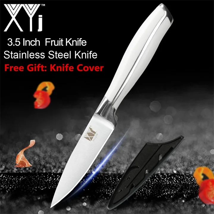 G.3.5 inch Fruit XYj поварской нож, кухонный нож, 8 дюймов, поварской нож N1, немецкий Высокоуглеродистый нож из нержавеющей стали, полная ручка, Бесплатный нож, крышка - Цвет: G.3.5 inch Fruit