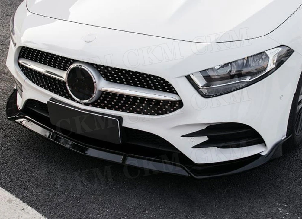 Для W176 ABS черный Передний спойлер сплиттер для Mercedes Benz A класс W176 A200 спортивные 3 шт./компл. головы бампера подбородка