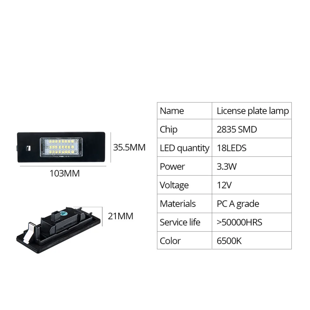 VooVoo Автомобильный светодиодный номерной знак без ошибки 24leds Canbus Plate Lamp 6500K для BMW