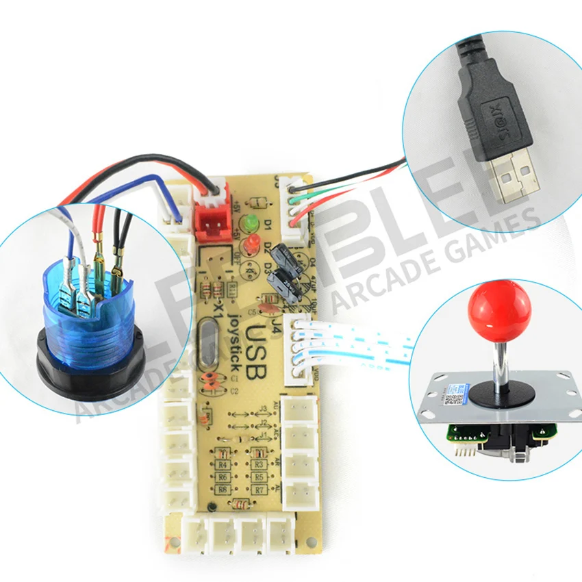 Arcade Joystick DIY Kit Zero Delay USB Encoder To PC Arcade Sanwa Joystick LED Push Buttons For Arcade Mame PC PS3 Android