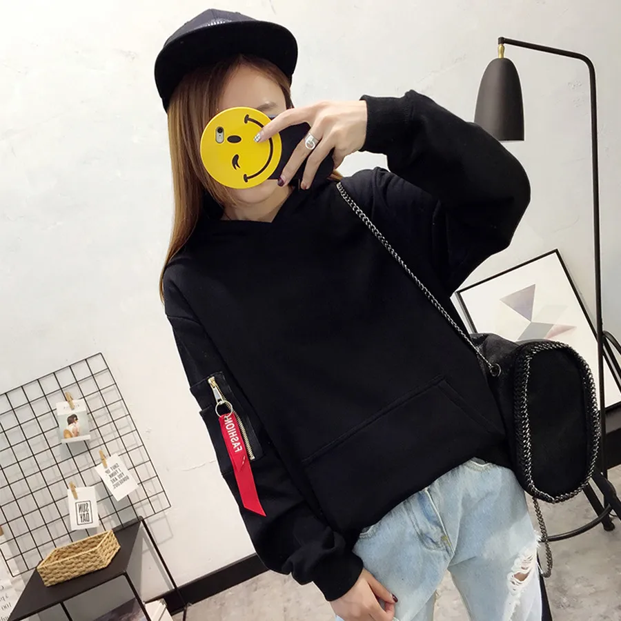 Women Hoodies Sweatshirts Long Sleeve 2017 Autumn Winter Hooded Pullover Hoodie Ladies Casual Tops Black Grey CoatsTracksuit | Женская