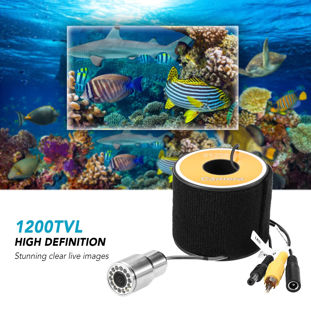

1200TVL подводная рыболовная камера 24 светодиода ночного видения Водонепроницаемая форма рыбы с кабелем 15 м/30 м/50 м