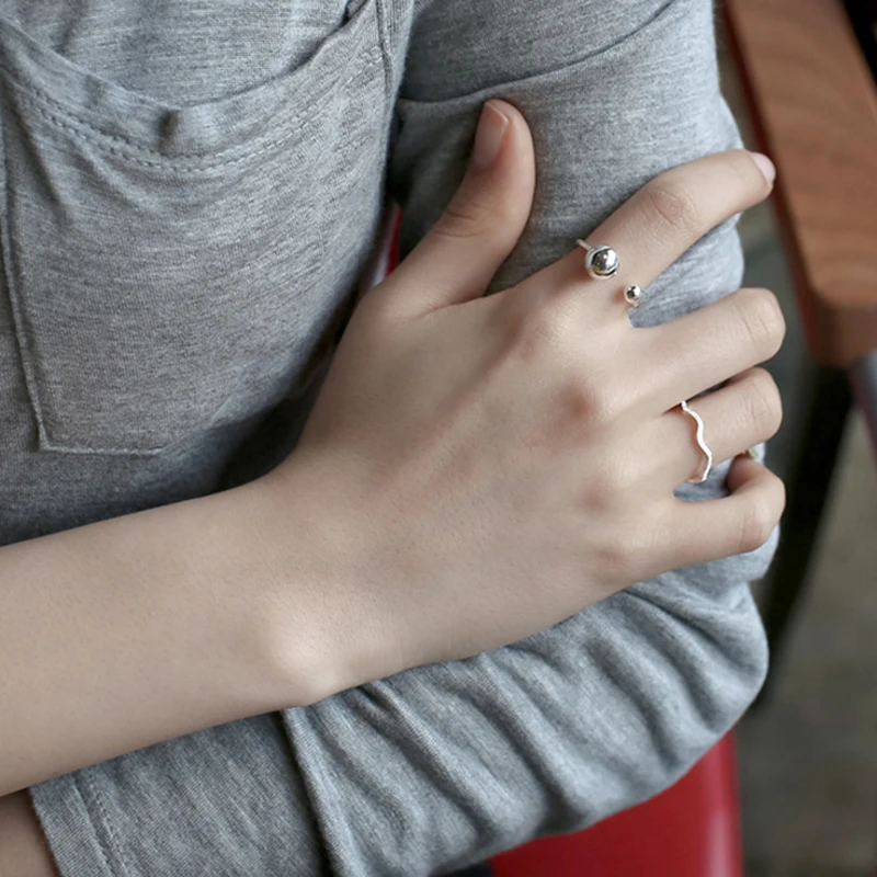 Женское кольцо из серебра 2020 пробы с круглыми бусинами | Украшения и аксессуары