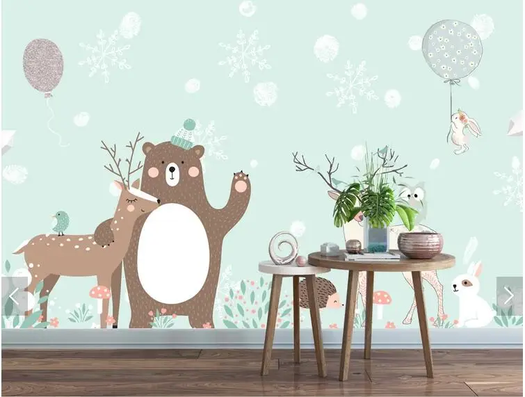Пользовательские Дети papel de pared, медведь и Лось 3d Фреска для гостиной Детская комната диван фон стены домашний декор обои