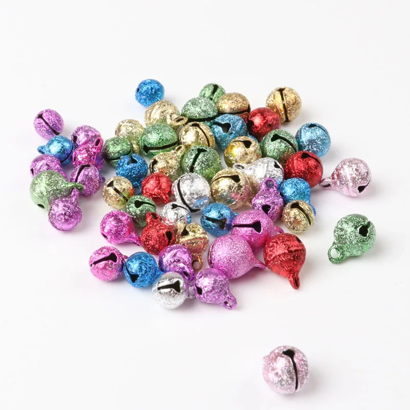 

8mm 50pcs Mix color Iron Round Loose Beads Jingle Bells Christmas Tree Ornamen Decoration Pendants Party Home Accessories