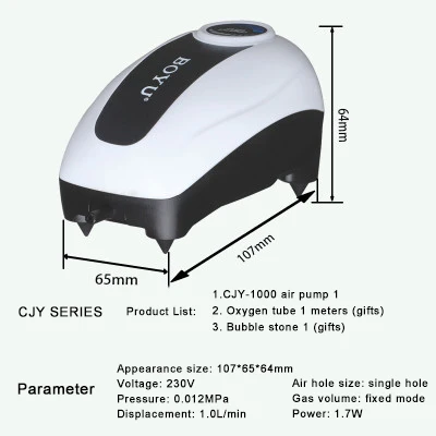CYJ-1000 1.7W Воздушные насосы кислородный насос для аквариума 1,7 Вт 2,2 Вт 2,7 Вт 3,3 Вт 4,8 Вт воздушный насос для аквариума 4 мм с одним/двойным отверстием 220 в США, Великобритании, Австралии, ЕС вилка - Цвет: CYJ-1000 1.7W