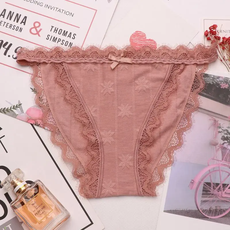 pink SP& CITY, европейские кружевные трусики с вышивкой, женские сексуальные одноцветные трусы с бантом, женское нижнее белье, прозрачные трусики - Цвет: pink
