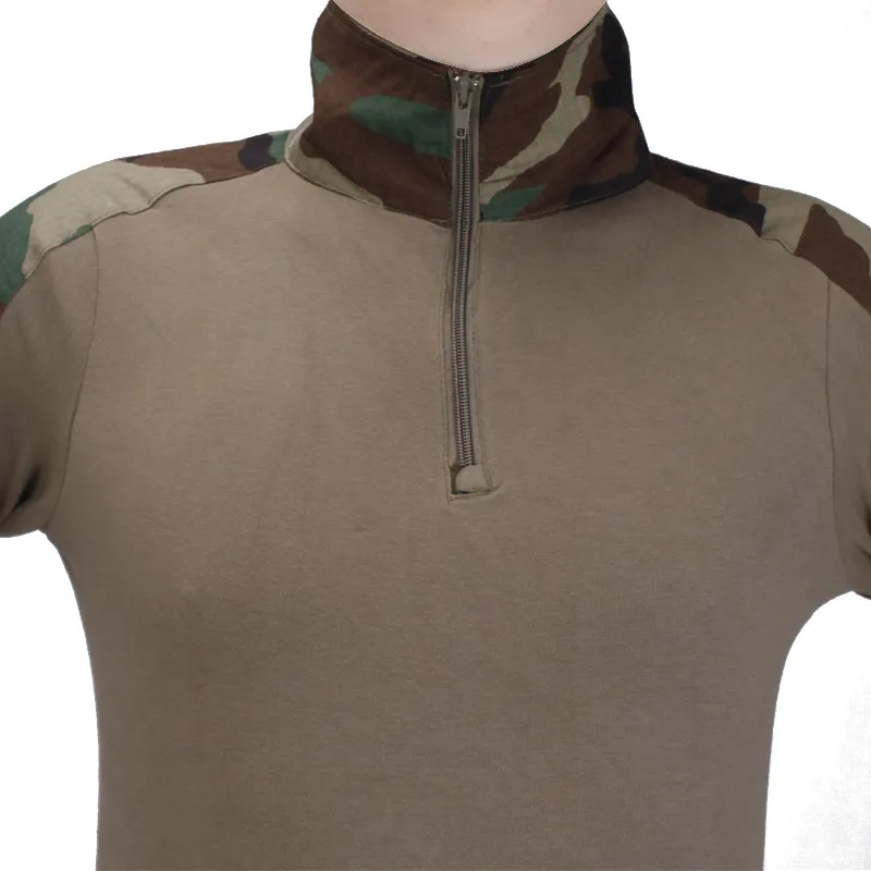 Woodland Camouflage Men Airsoft Tactical Shirt Military Army T Camo Quick Dry Long Sleeve Combat Hunting Hiking Shirts | Спорт и