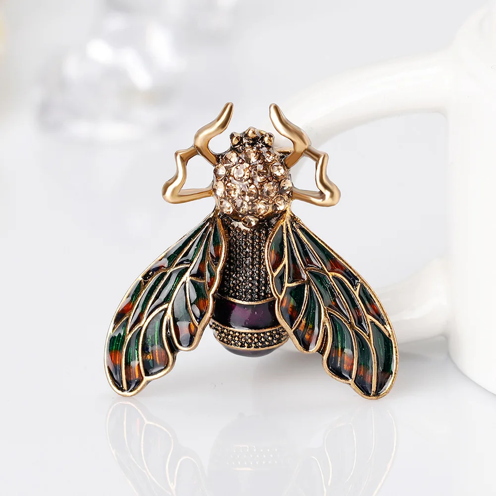 OneckOha эмалированные Bee Броши цинковый сплав горный хрусталь насекомых Pin одежды