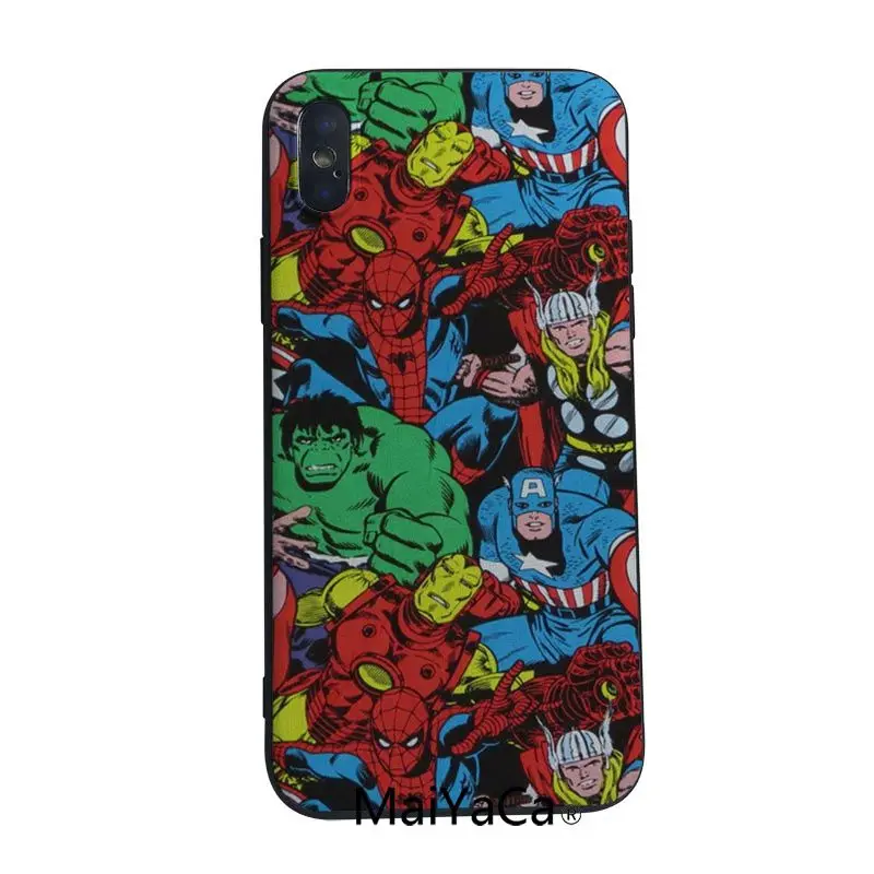 MaiYaCa Marvel супер герой милый мягкий ТПУ чехол для iphone X 8 8plus 7 7plus 6plus 6s 5S SE XS XR XSMAX