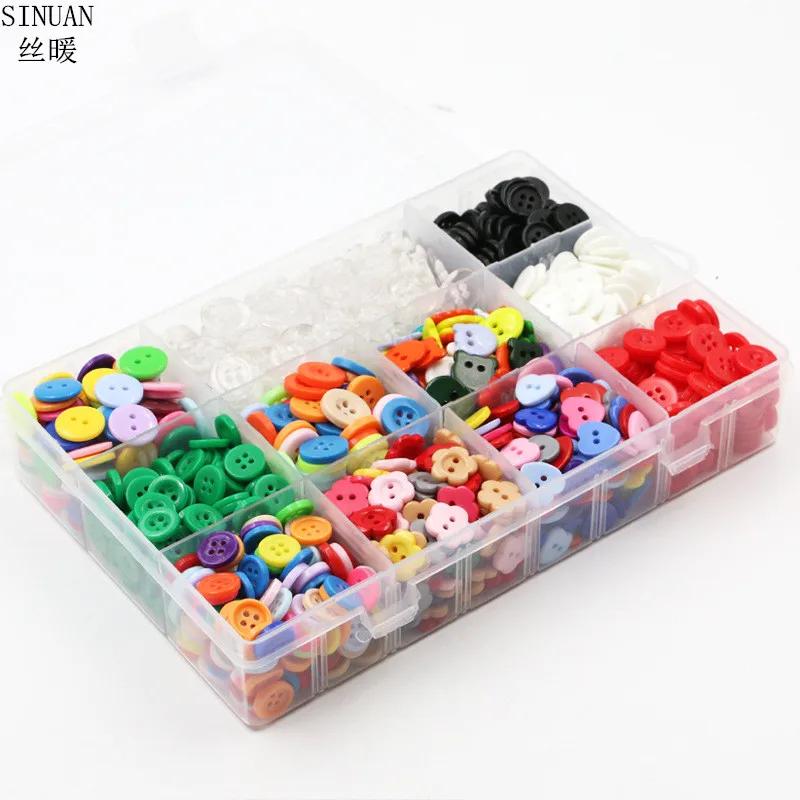 SINUAN Button Set Flatback Resin Plastic Buttons Dyed Decorative Mix Color And Size Crafts Accessories | Дом и сад