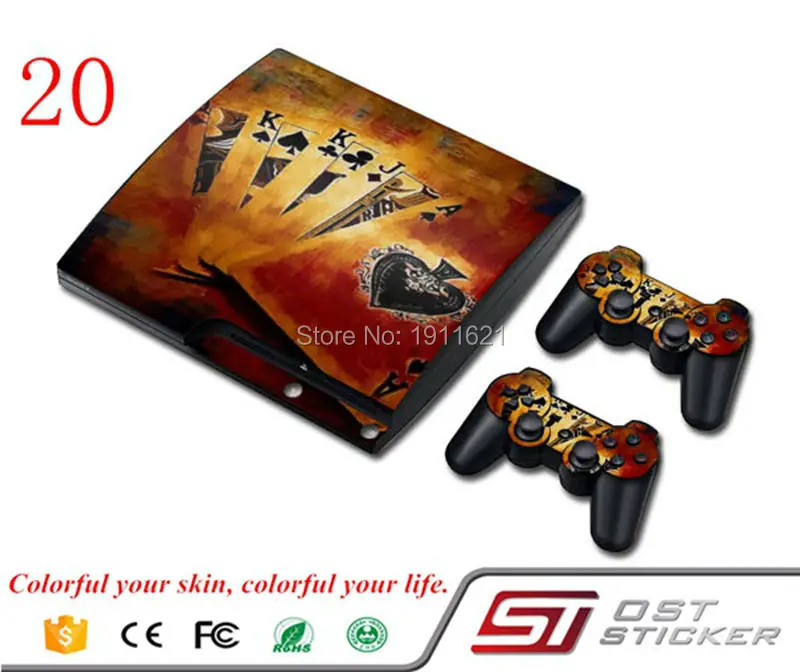 OST наклейка покер для PS3 тонкая кожа Наклейка sony playstation 3 консоль и 2 контроллера