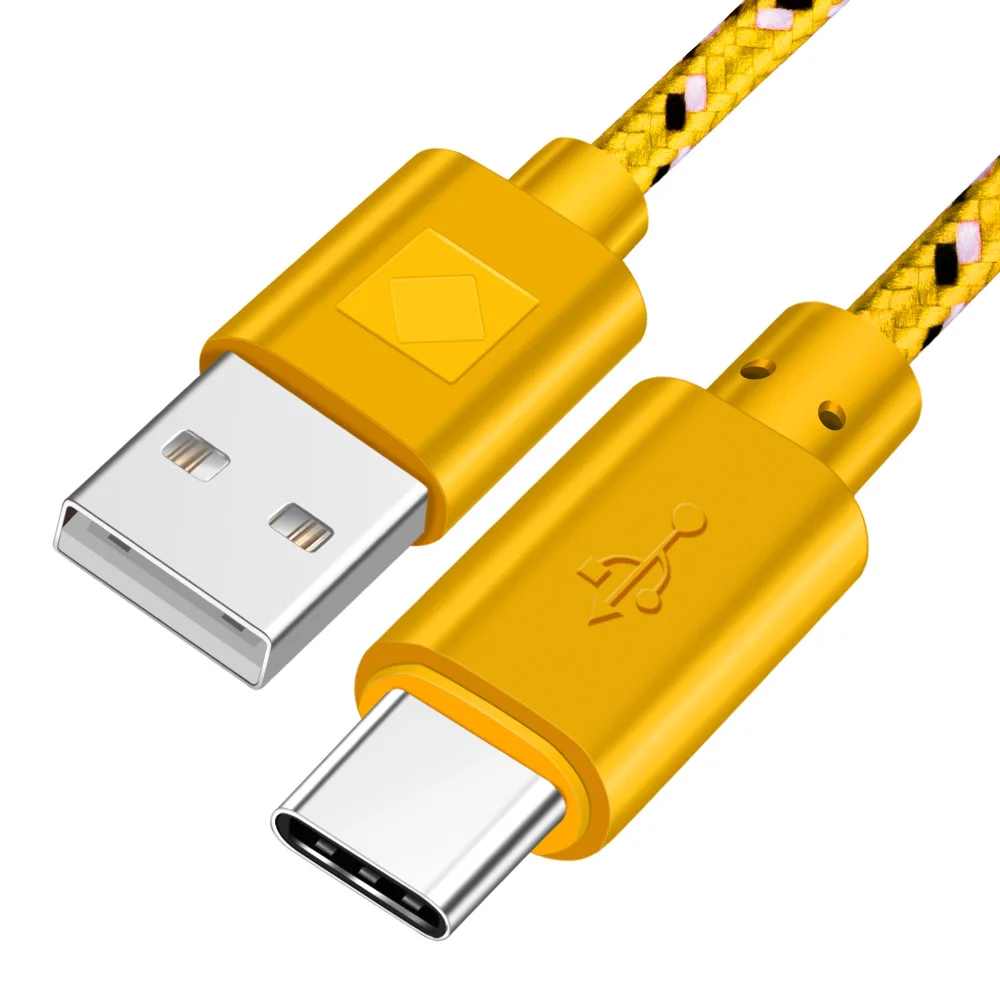 Yellow Олаф нейлоновый Плетеный usb type C кабель 1 м 2 м 3 м Синхронизация данных Быстрая зарядка USB C кабель для samsung S9 S10 Xiaomi mi9 mi8 huawei type-c - Цвет: Yellow
