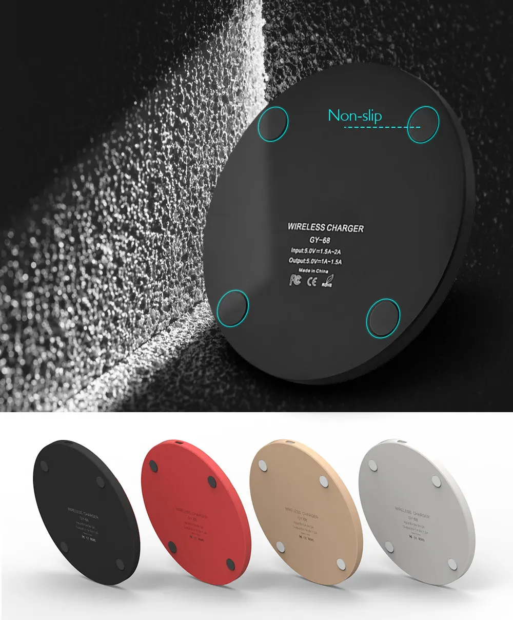 NYFundas 10W Fast Wireless Flat Round Charger Ultra-Thin for samsung galaxy note 9 s9 s8 plus charging pad caricatore induction