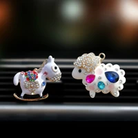 mr tea colorful diamond cute sheep horse air freshener alloy crystal automobiles interior decoration air vent perfume clip smell